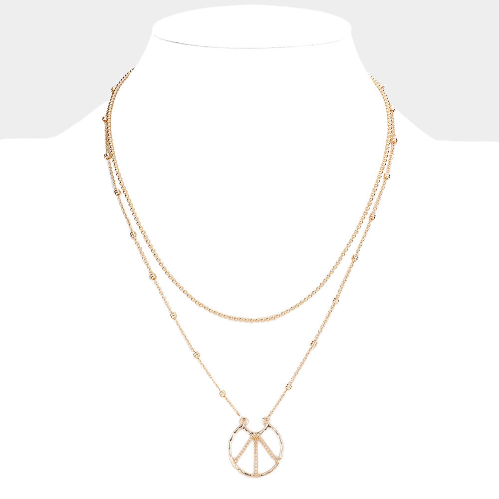Madeline Love Gold Peace Pendant Double Layered Necklace - Necklaces