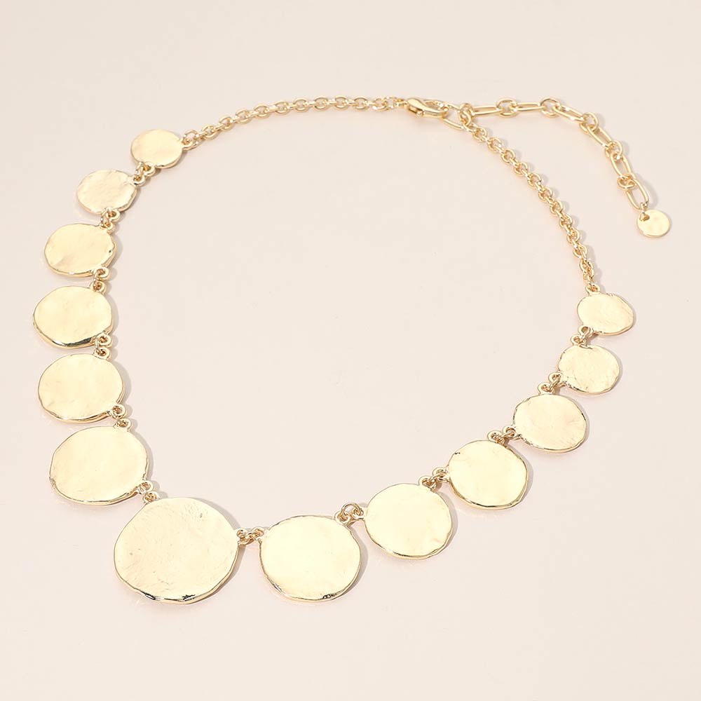 Madeline Love Gold Hammered Metal Disc Link Chain Necklace - Necklaces