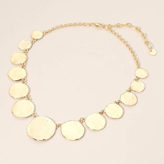 Madeline Love Gold Hammered Metal Disc Link Chain Necklace - Necklaces