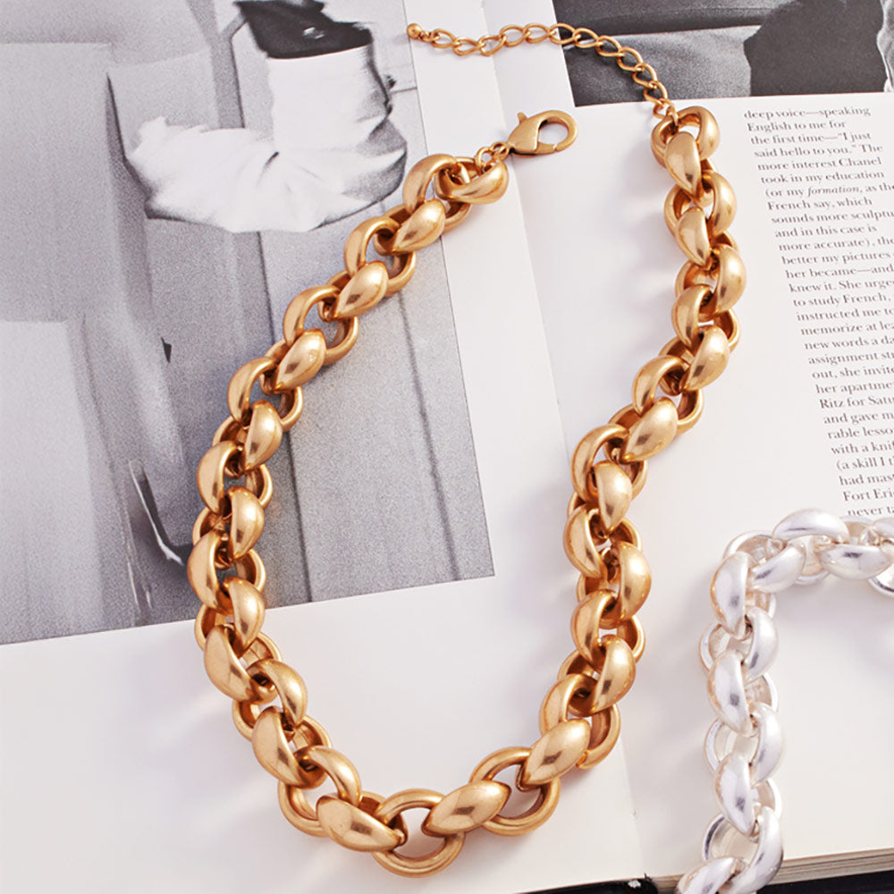 Madeline Love Matte gold Chunky Brushed Metal Chain Necklace