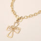 Madeline Love Worn Gold Hammered Metal Cross Toggle Pendant Necklace - Necklaces
