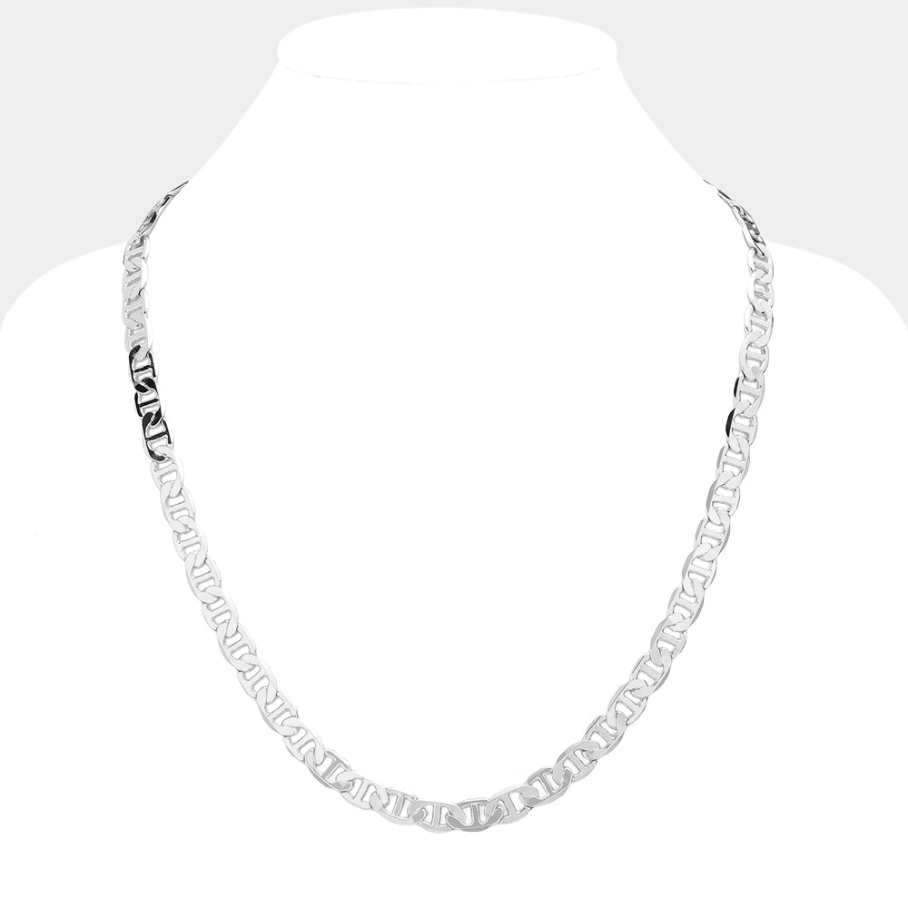 Madeline Love Rhodium Silver Plated 24 Inch 8mm Mariner Metal Chain Necklace - Necklaces - desc