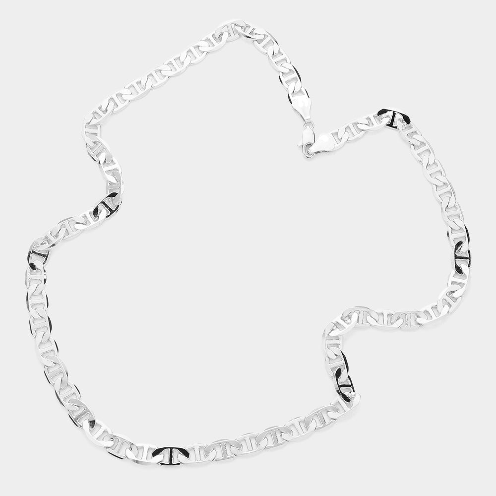 Madeline Love Rhodium Silver Plated 24 Inch 8mm Mariner Metal Chain Necklace - Necklaces - extra