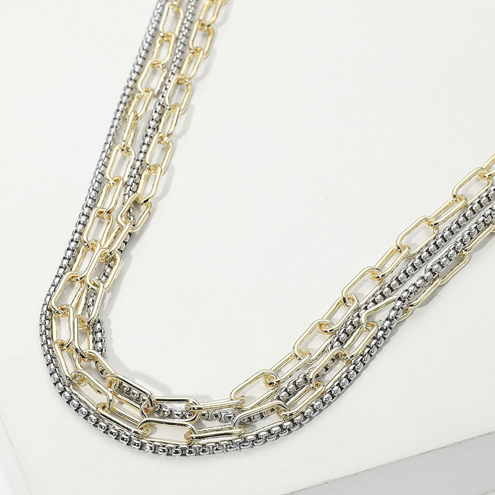 Madeline Love Two Tone 14K Gold Plated Two Tone Mixed Chain Layered Necklace