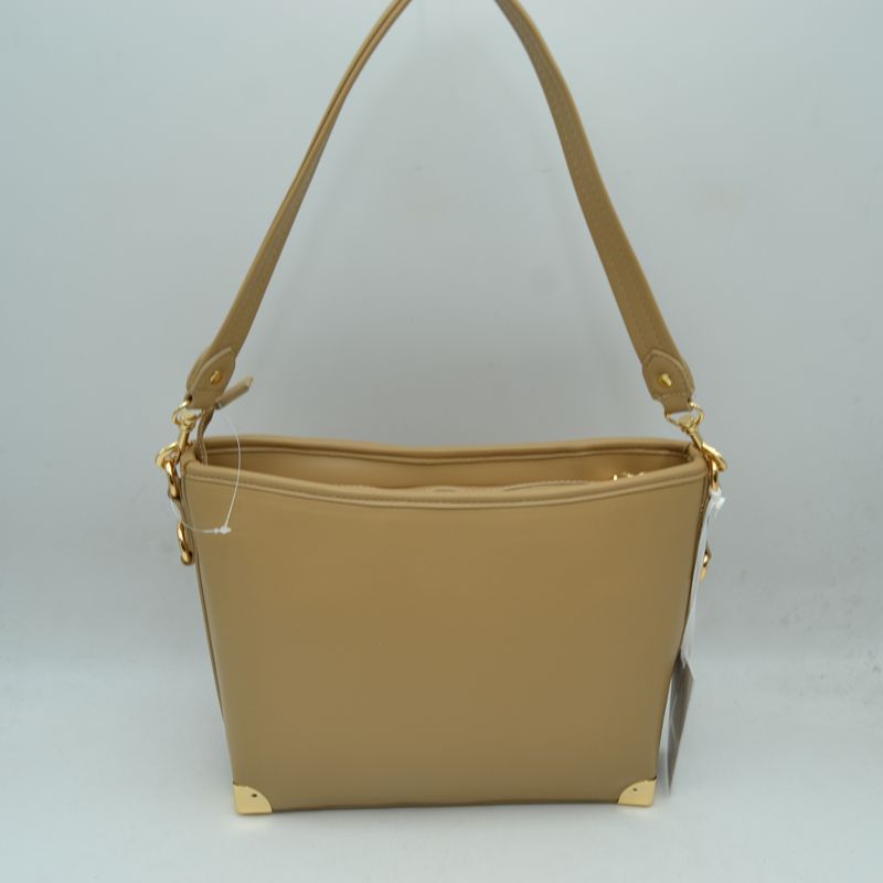 Quilted Diamond Pattern Shoulder Bag with Bottom Corner Accents - Shoulder Bag