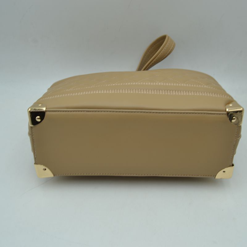 Quilted Diamond Pattern Shoulder Bag with Bottom Corner Accents - Shoulder Bag