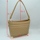 Quilted Diamond Pattern Shoulder Bag with Bottom Corner Accents - Shoulder Bag