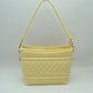 Quilted Diamond Pattern Shoulder Bag with Bottom Corner Accents - Yellow - Shoulder Bag