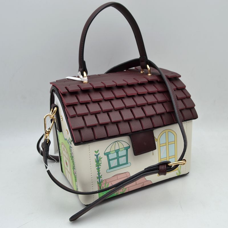 Whimsical House Shaped Top Handle Crossbody Handbag - Beige - Crossbody Bags