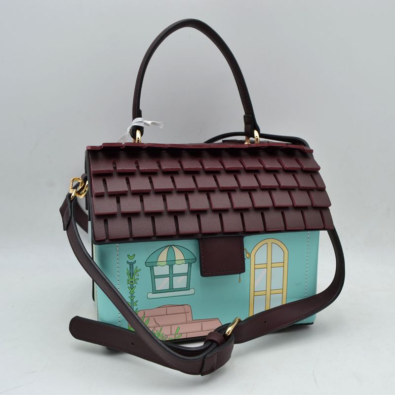 Whimsical House Shaped Top Handle Crossbody Handbag - Green - Crossbody Bags