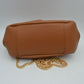 Ruched Kiss Lock Clutch Shoulder Bag with Detachable Gold Chain Strap - Shoulder Bag