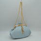 Ruched Kiss Lock Clutch Shoulder Bag with Detachable Gold Chain Strap - Light Blue - Shoulder Bag