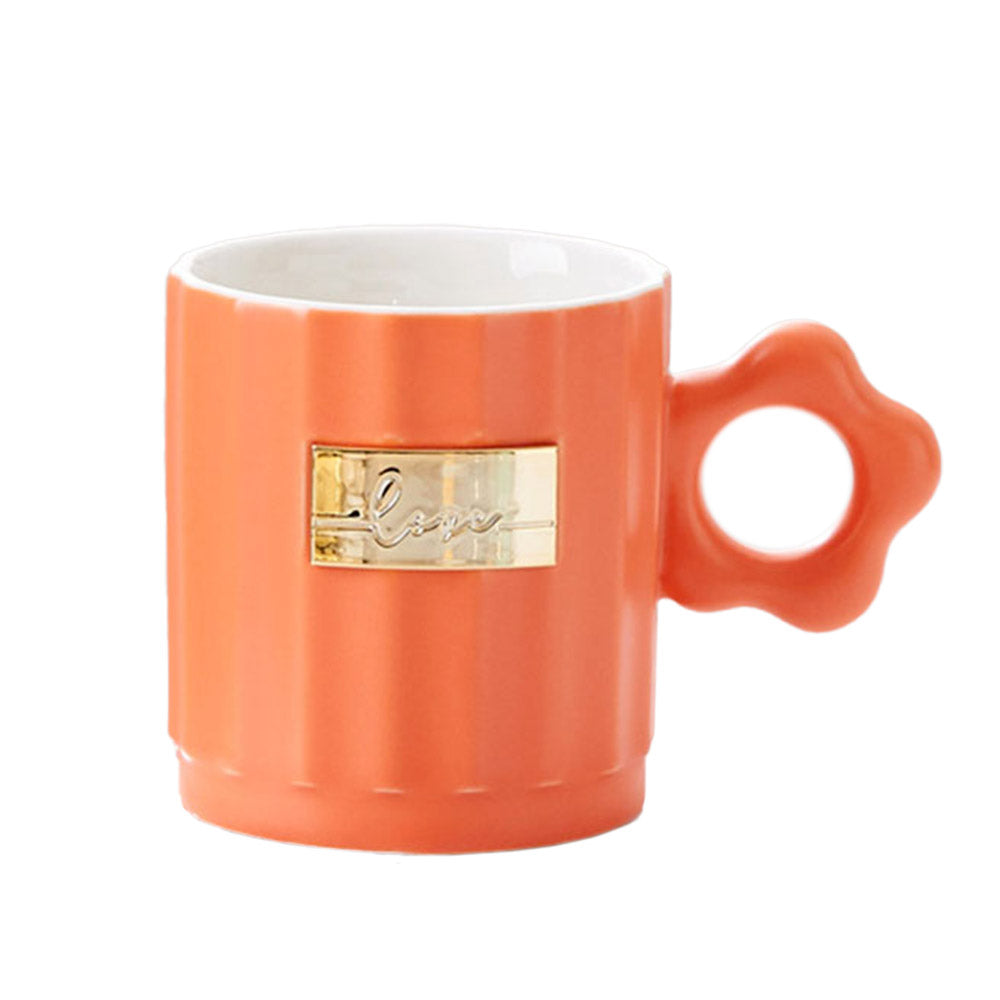 Love Message Colorful Flower Handle Ceramic Mug Cup