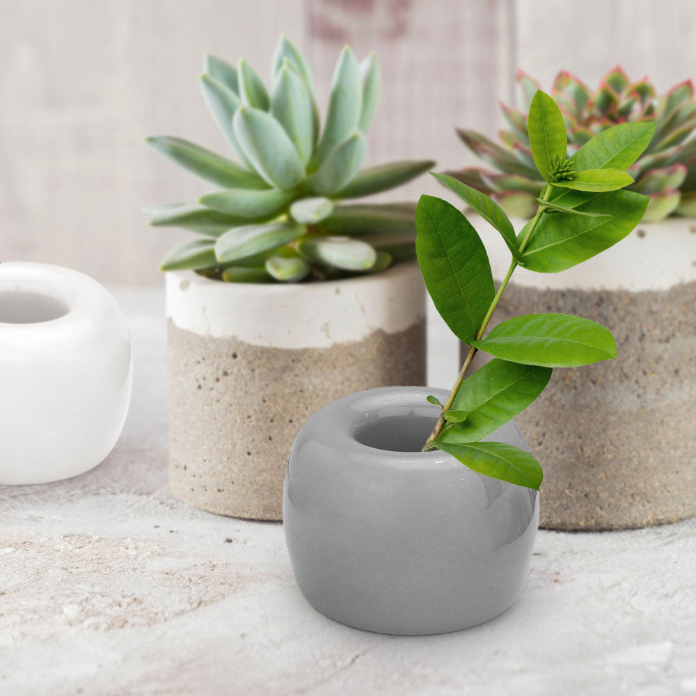 Madeline Love Gray Round Shaped Solid Ceramic Toothbrush Holder / Pen Stand - Jewelry