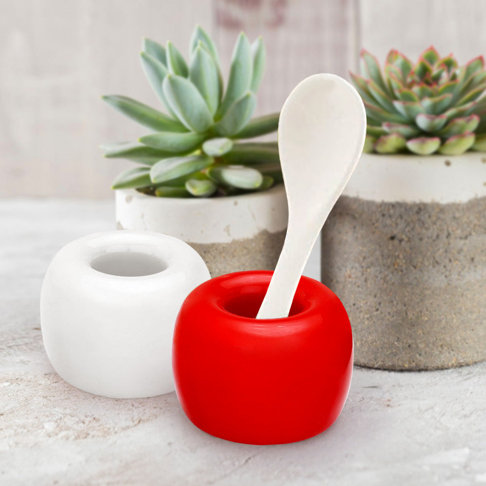 Madeline Love Red Round Shaped Solid Ceramic Toothbrush Holder / Pen Stand - Jewelry