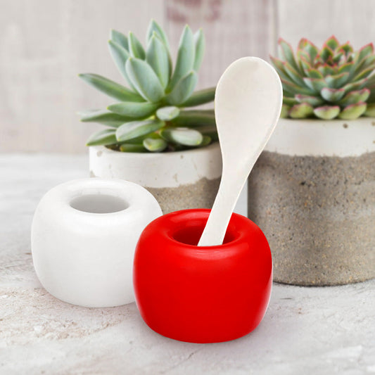 Madeline Love Red Round Shaped Solid Ceramic Toothbrush Holder / Pen Stand - Jewelry