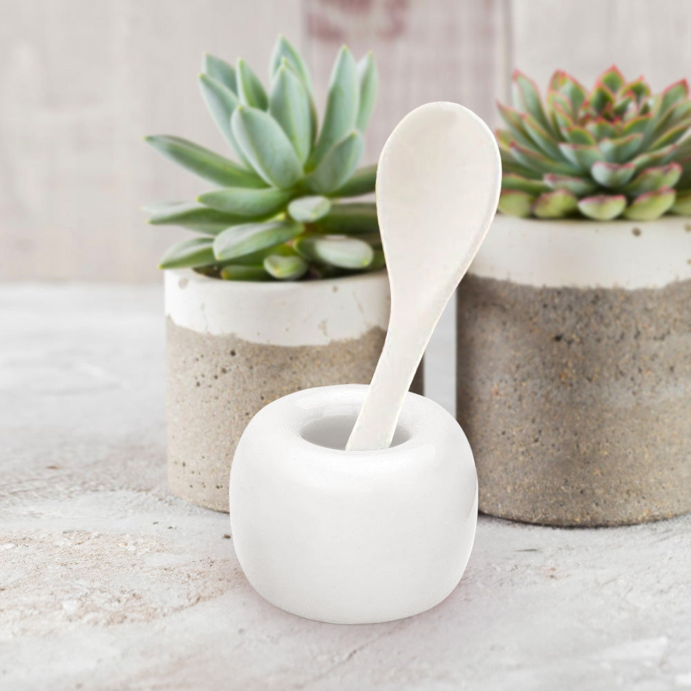 Madeline Love White Round Shaped Solid Ceramic Toothbrush Holder / Pen Stand - Jewelry