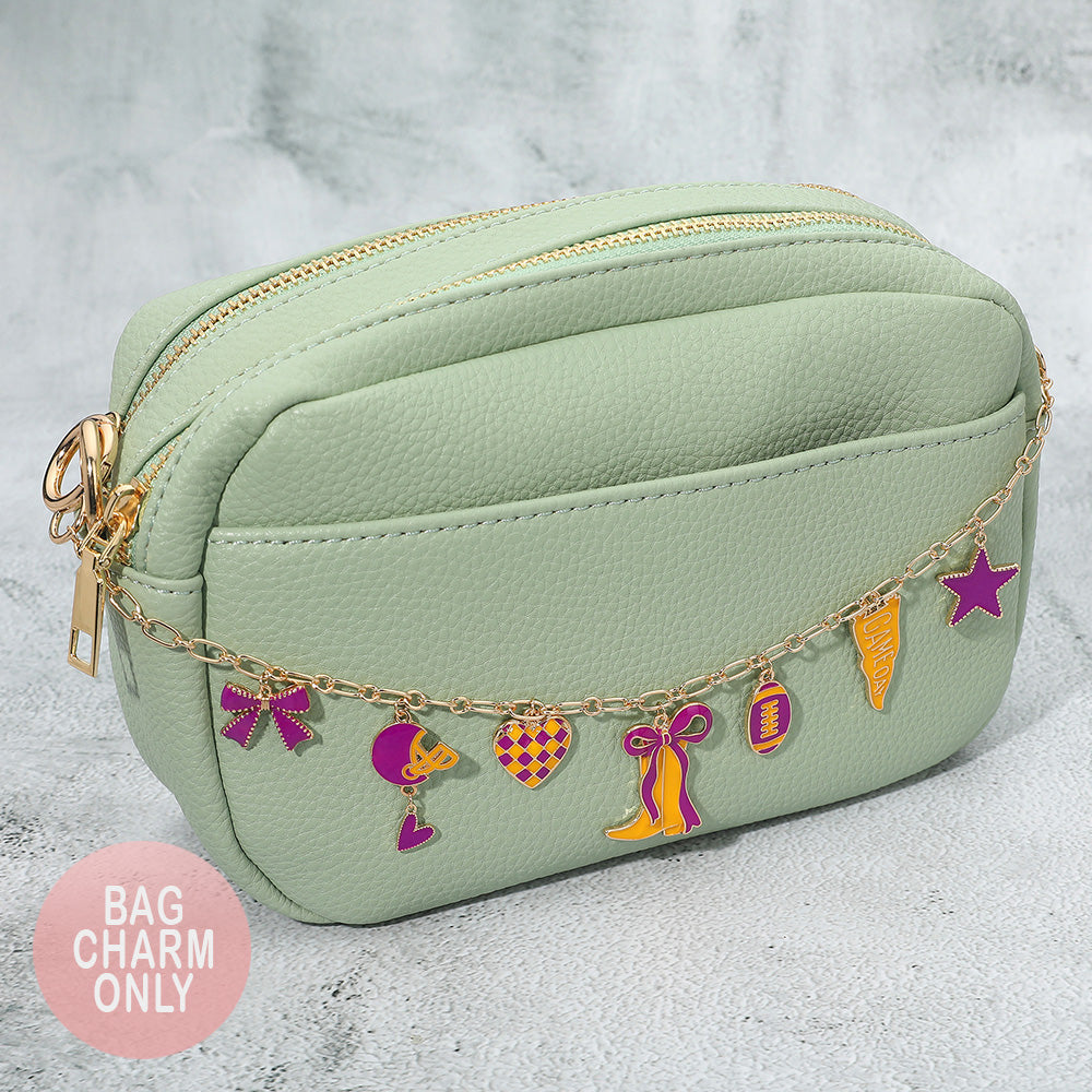 Madeline Love Gold, Purple , Yellow Western Theme Gameday Football Charm Station Bag Charm - Bags & Wallets
