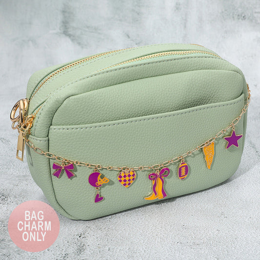 Madeline Love Gold, Purple , Yellow Western Theme Gameday Football Charm Station Bag Charm - Bags & Wallets