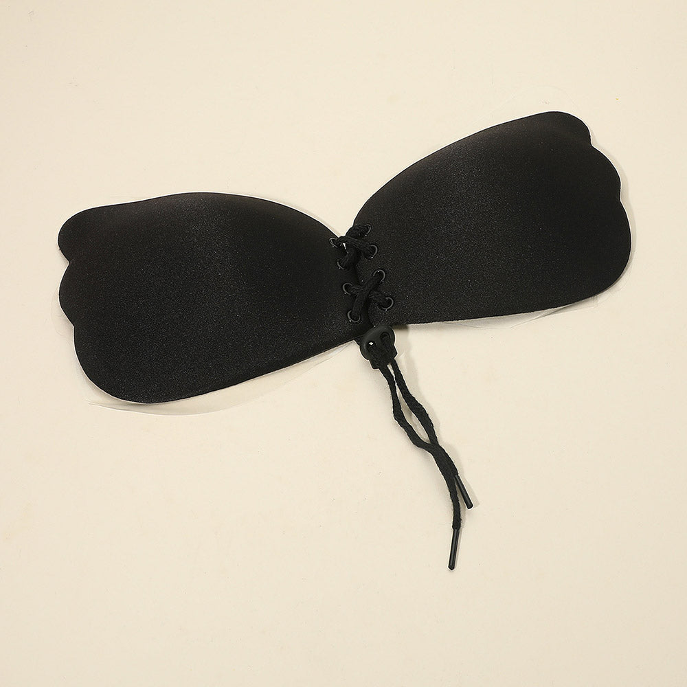 Madeline Love Black B Cup Backless Strapless Adhesive Lace-Up Push-Up Wing Bra - Hair Accessories - desc