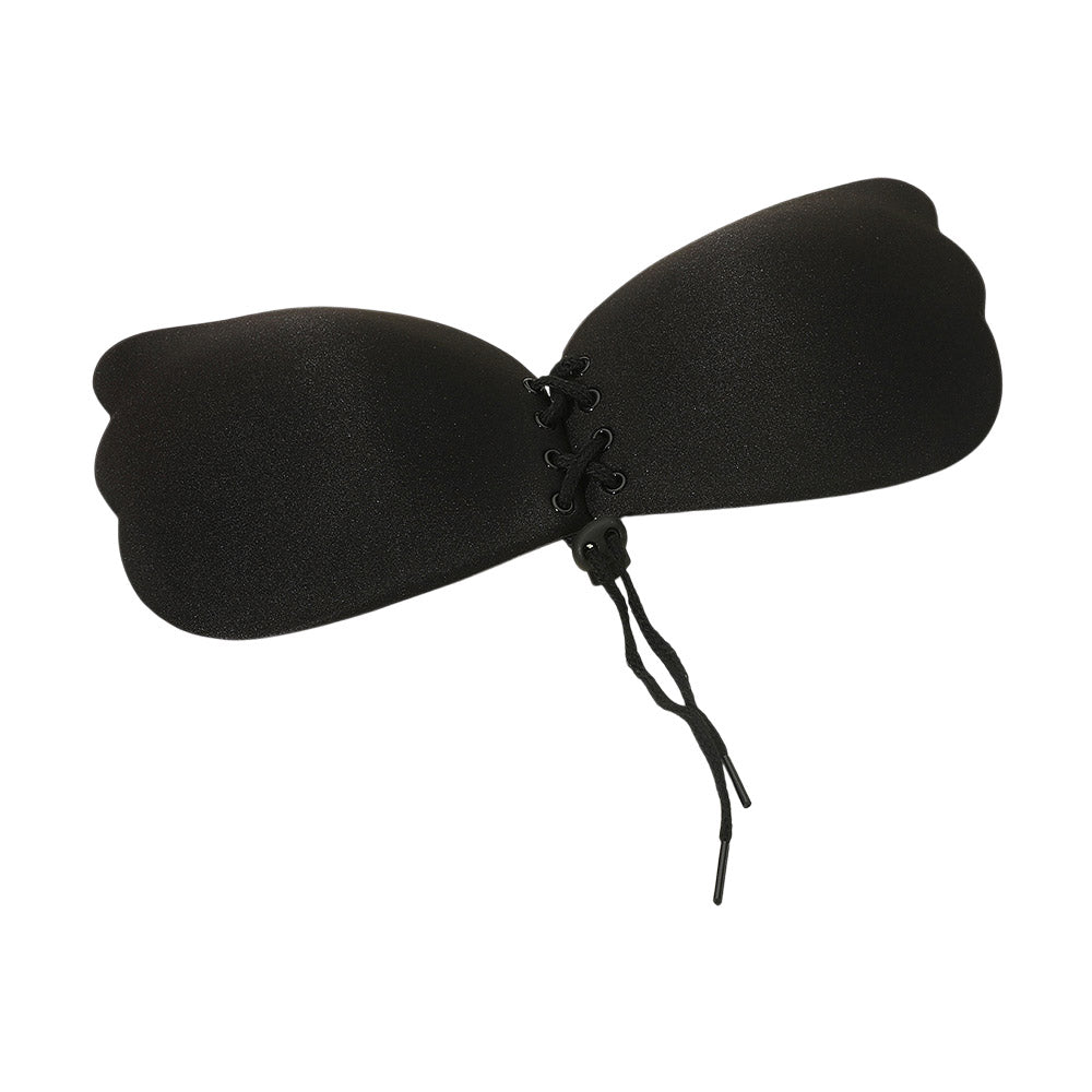 Madeline Love Black B Cup Backless Strapless Adhesive Lace-Up Push-Up Wing Bra - Hair Accessories - extra