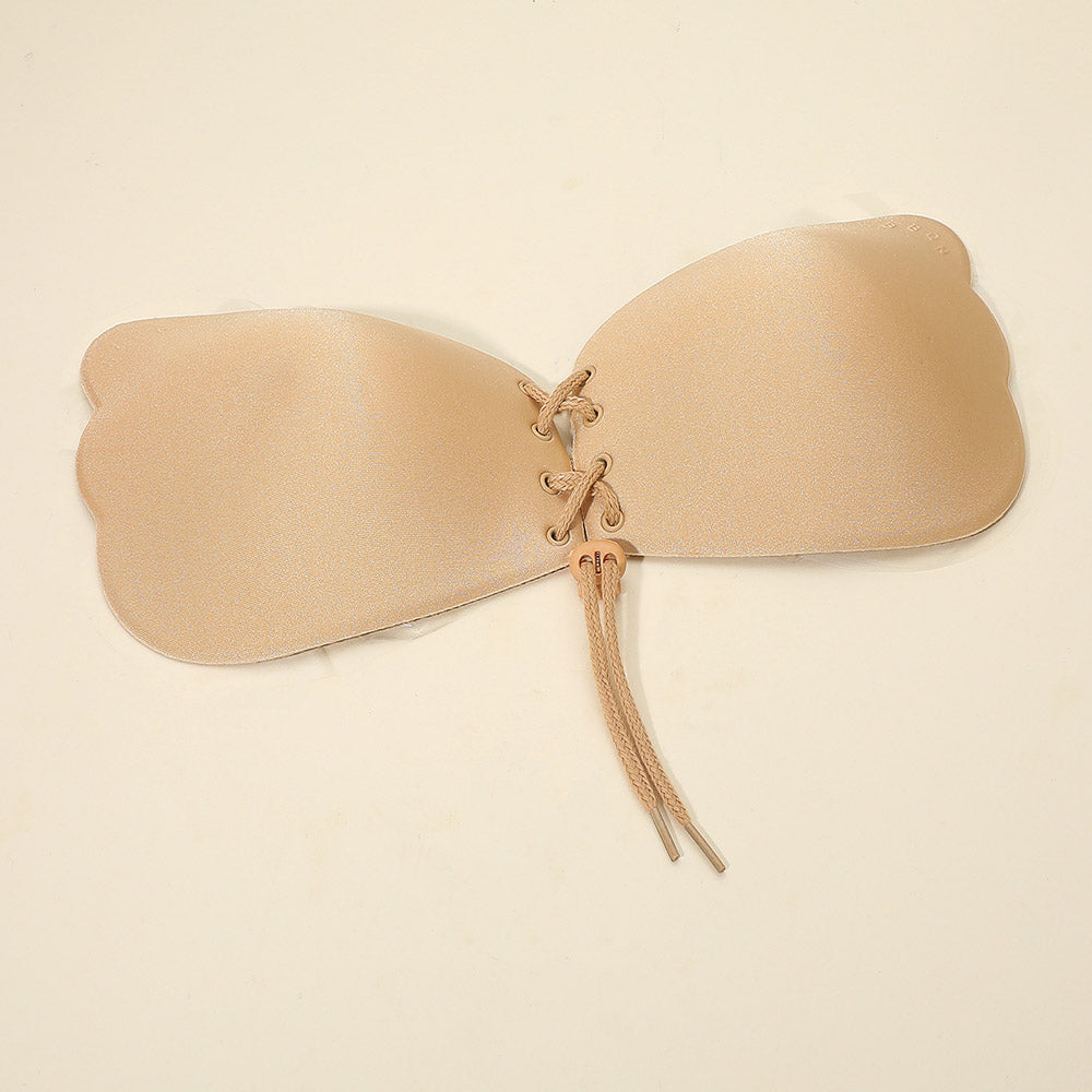 Madeline Love Beige B Cup Backless Strapless Adhesive Lace-Up Push-Up Wing Bra - Hair Accessories - desc
