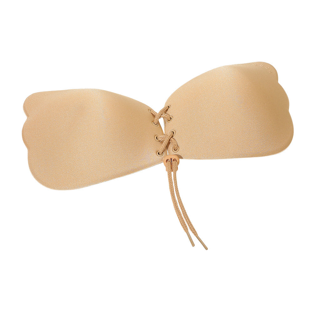Madeline Love Beige B Cup Backless Strapless Adhesive Lace-Up Push-Up Wing Bra - Hair Accessories - extra
