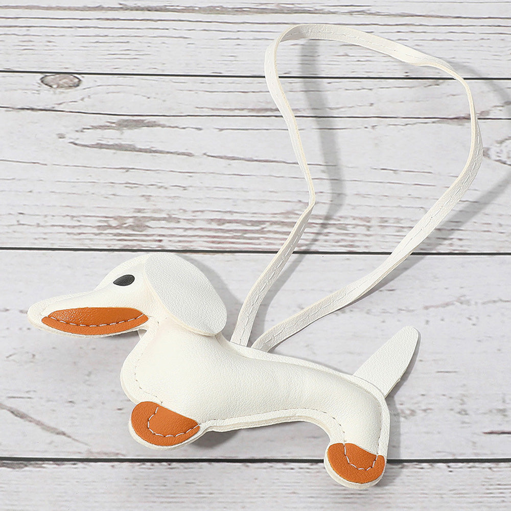 Madeline Love Cream Faux Leather Dachshund Dog Bag Charm - Bags & Wallets