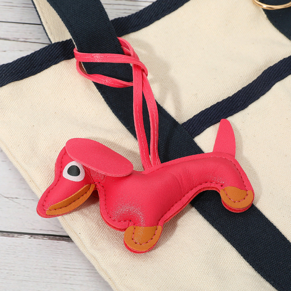 Madeline Love Hot Pink Faux Leather Dachshund Dog Bag Charm - Bags & Wallets