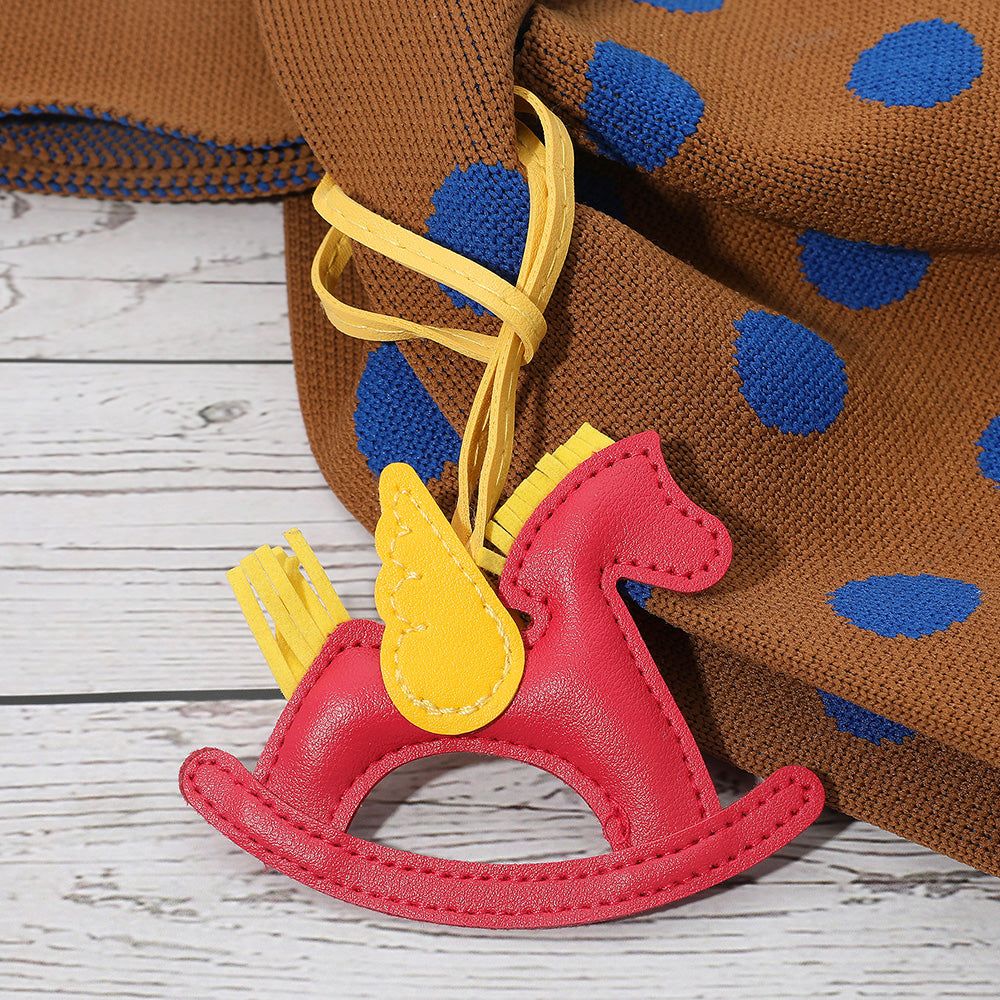 Madeline Love Hot Pink Faux Leather Winged Rocking Horse Bag Charm - Bags & Wallets