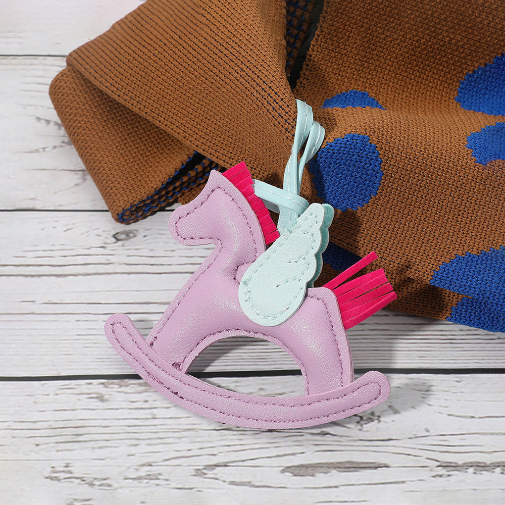 Madeline Love Lavender Faux Leather Winged Rocking Horse Bag Charm - Bags & Wallets