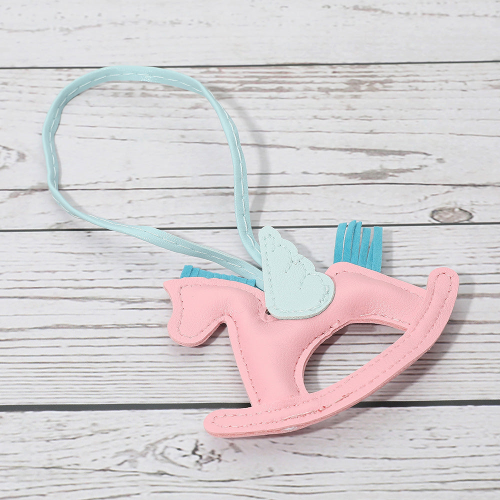 Madeline Love Pink Faux Leather Winged Rocking Horse Bag Charm - Bags & Wallets