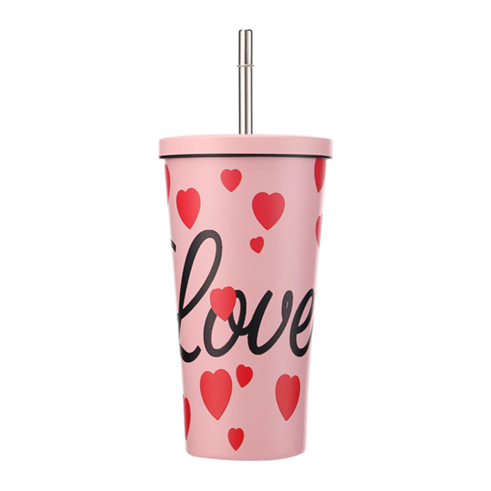 Love Message Heart Pattern Printed 16oz Stainless Steel Tumbler