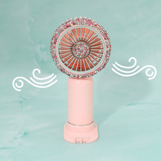 Madeline Love Pink Glittered USB Charging Portable Handheld Fan - Jewelry