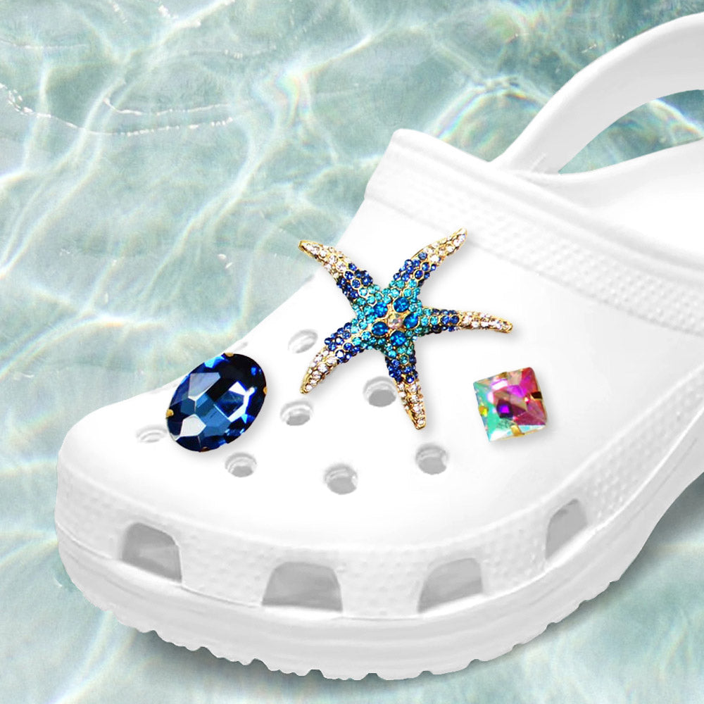 Madeline Love Aqua 3PCS - Starfish Oval Square Stone Shoes Deco Charms - Jewelry