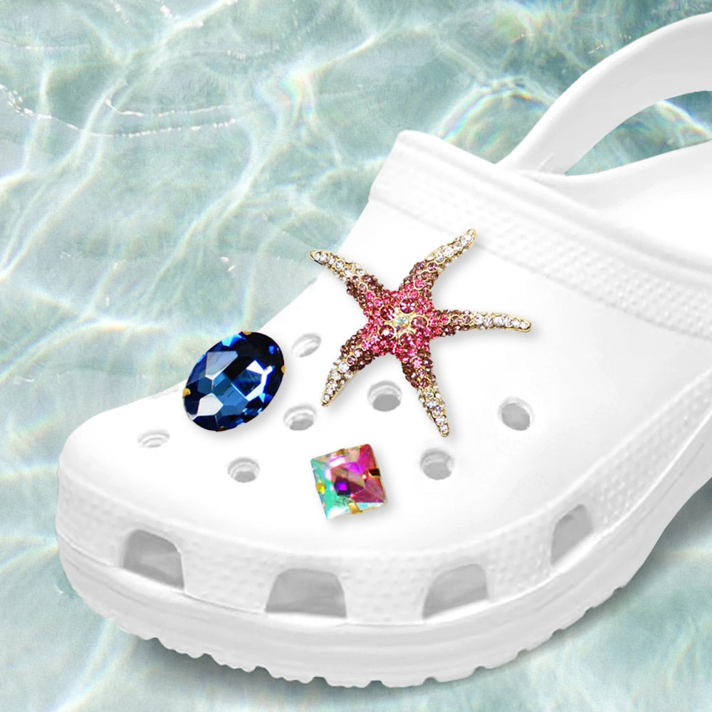 Madeline Love Fuchsia 3PCS - Starfish Oval Square Stone Shoes Deco Charms - Jewelry