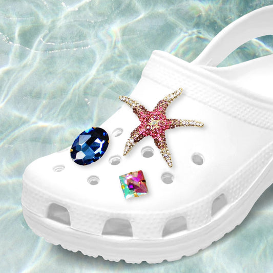 Madeline Love Fuchsia 3PCS - Starfish Oval Square Stone Shoes Deco Charms - Jewelry