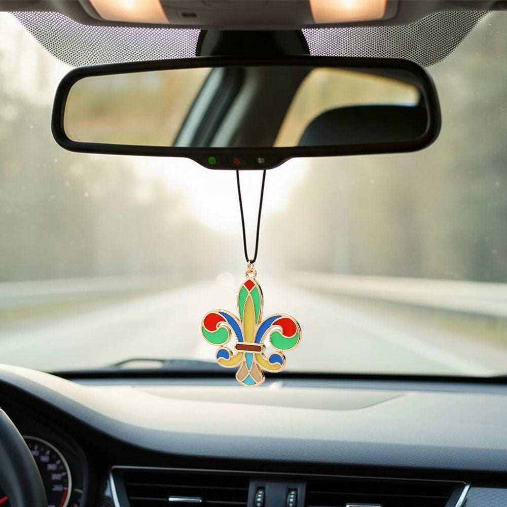Madeline Love Multi Colorful Fleur de Lis Car Rear View Mirror Hanging Accessory - Hair Accessories