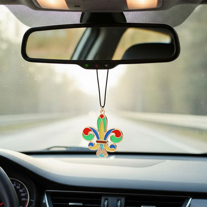 Madeline Love Multi Colorful Fleur de Lis Car Rear View Mirror Hanging Accessory - Hair Accessories