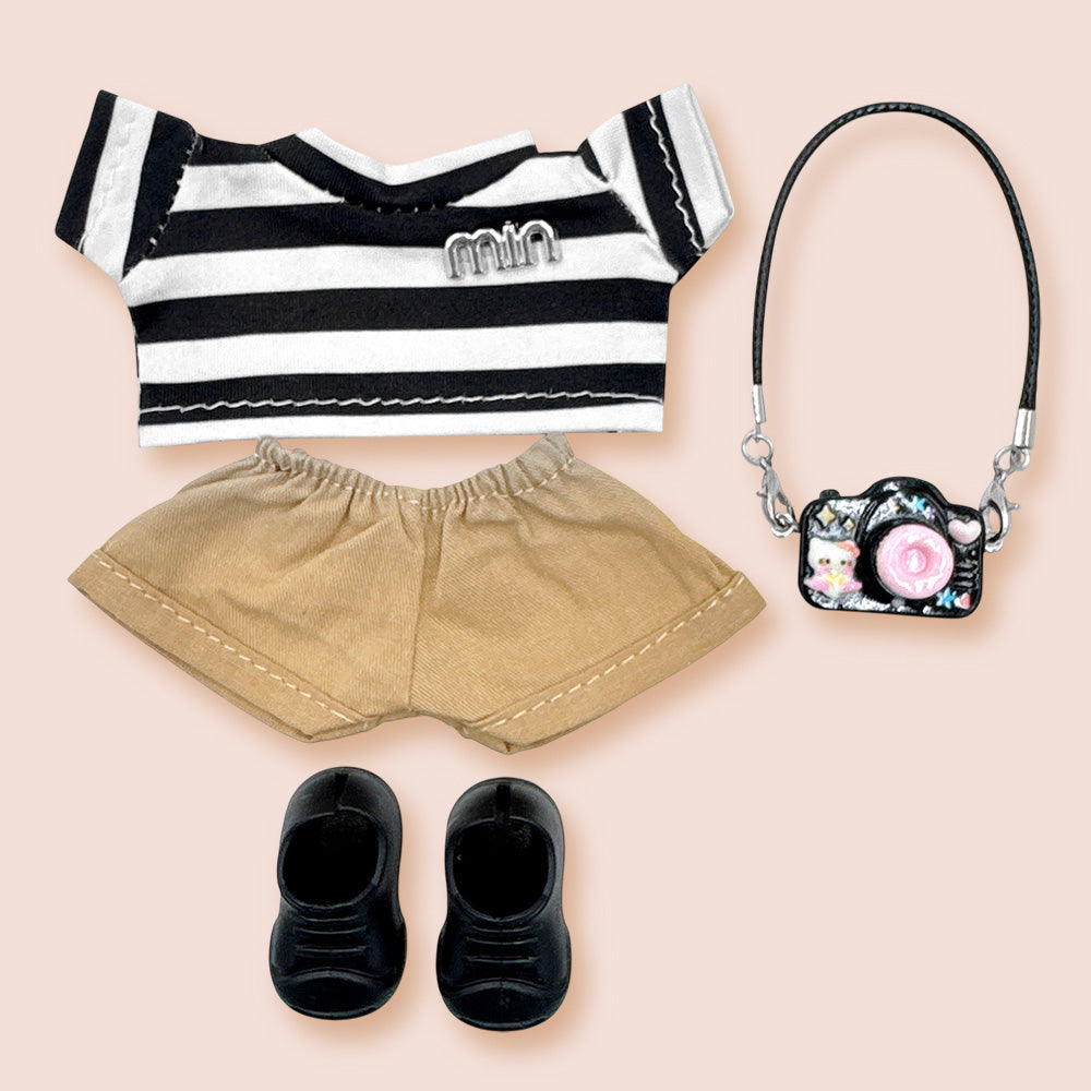 Madeline Love Black Mini Doll Stripe T-shirt Outfit Set - Kids