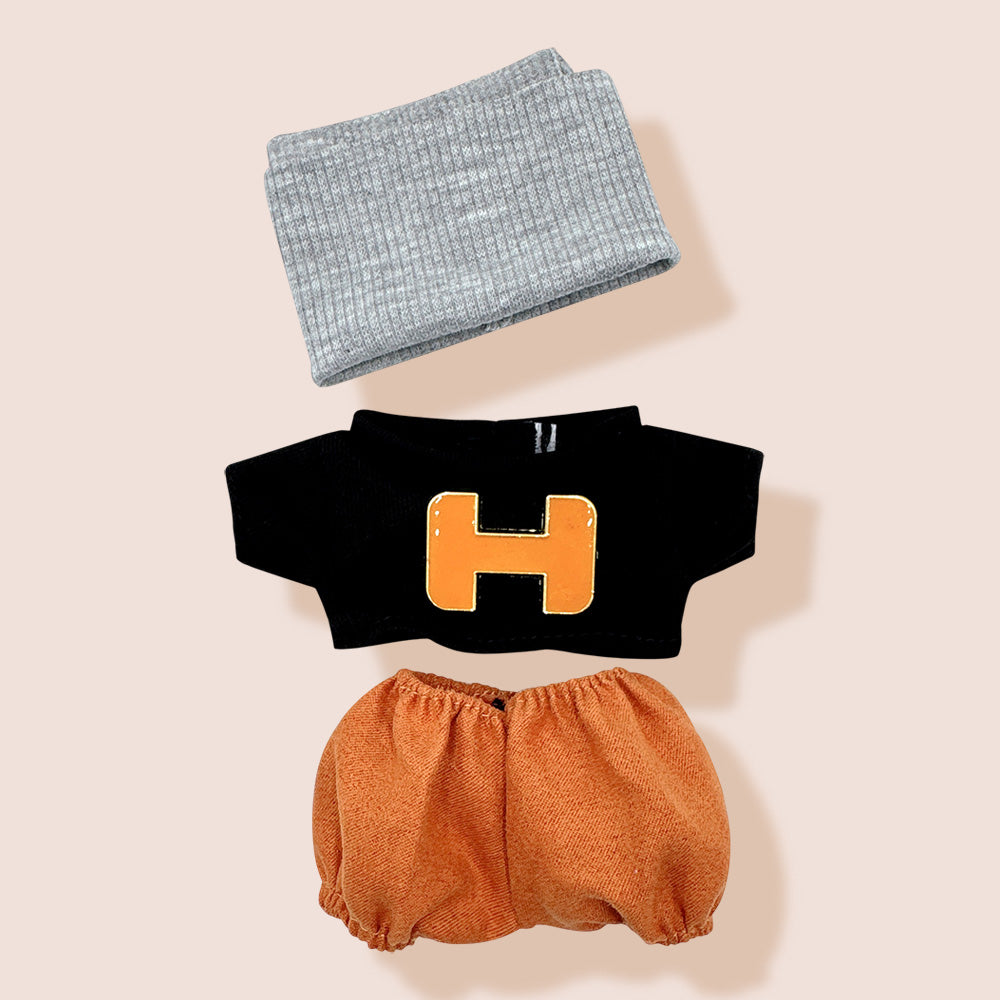 Madeline Love Black Mini Doll Knit Beanie Letter Print Top Pants Outfit Set - Kids