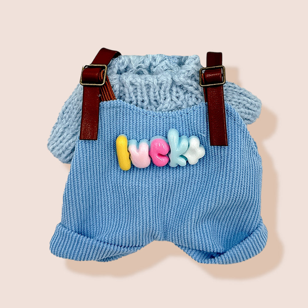 Madeline Love Blue Mini Doll Lucky Knit Overall Outfit Set - Kids