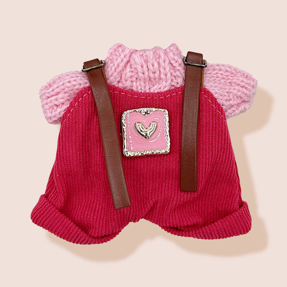 Madeline Love Fuchsia Mini Doll Heart Knit Overall Outfit Set - Kids