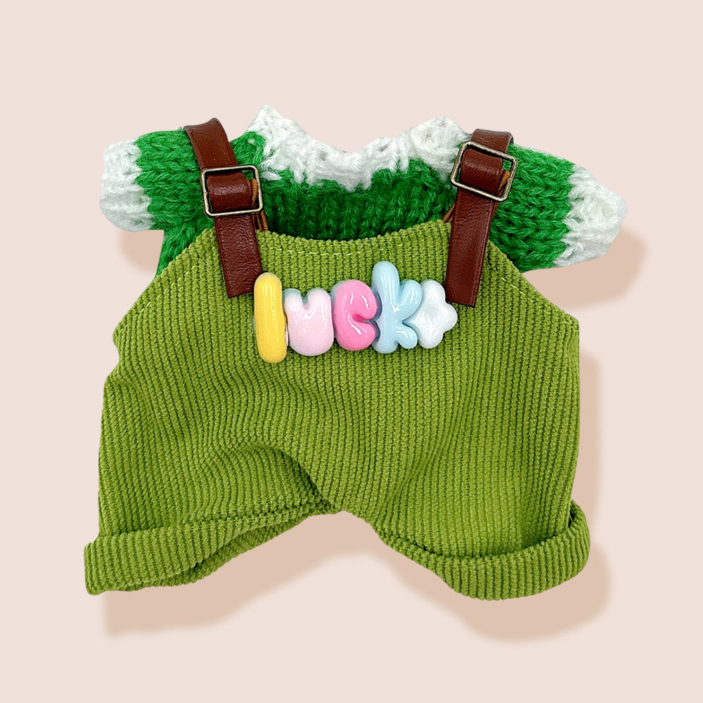Madeline Love Green Mini Doll Lucky Knit Overall Outfit Set - Kids