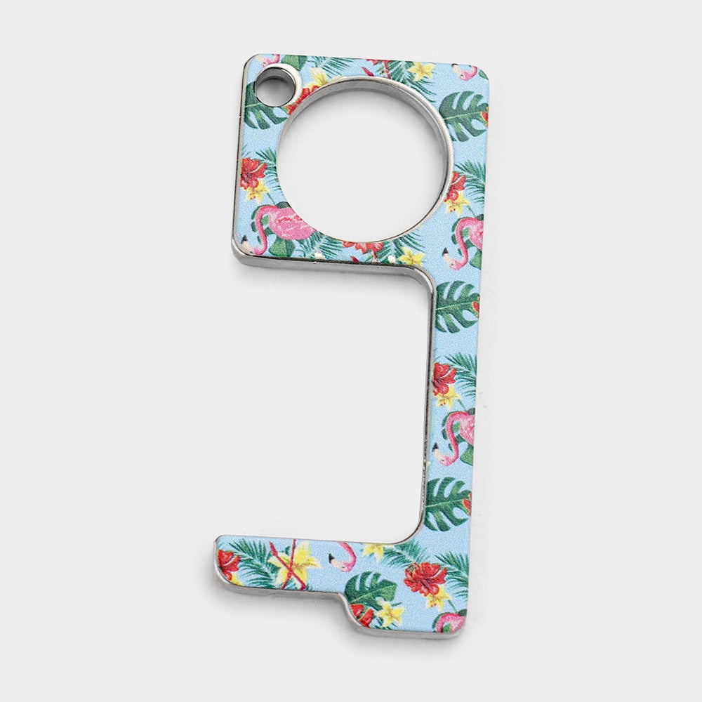 Madeline Love Light Blue Floral Print Touchless Door Opener Button Push Tool - Jewelry