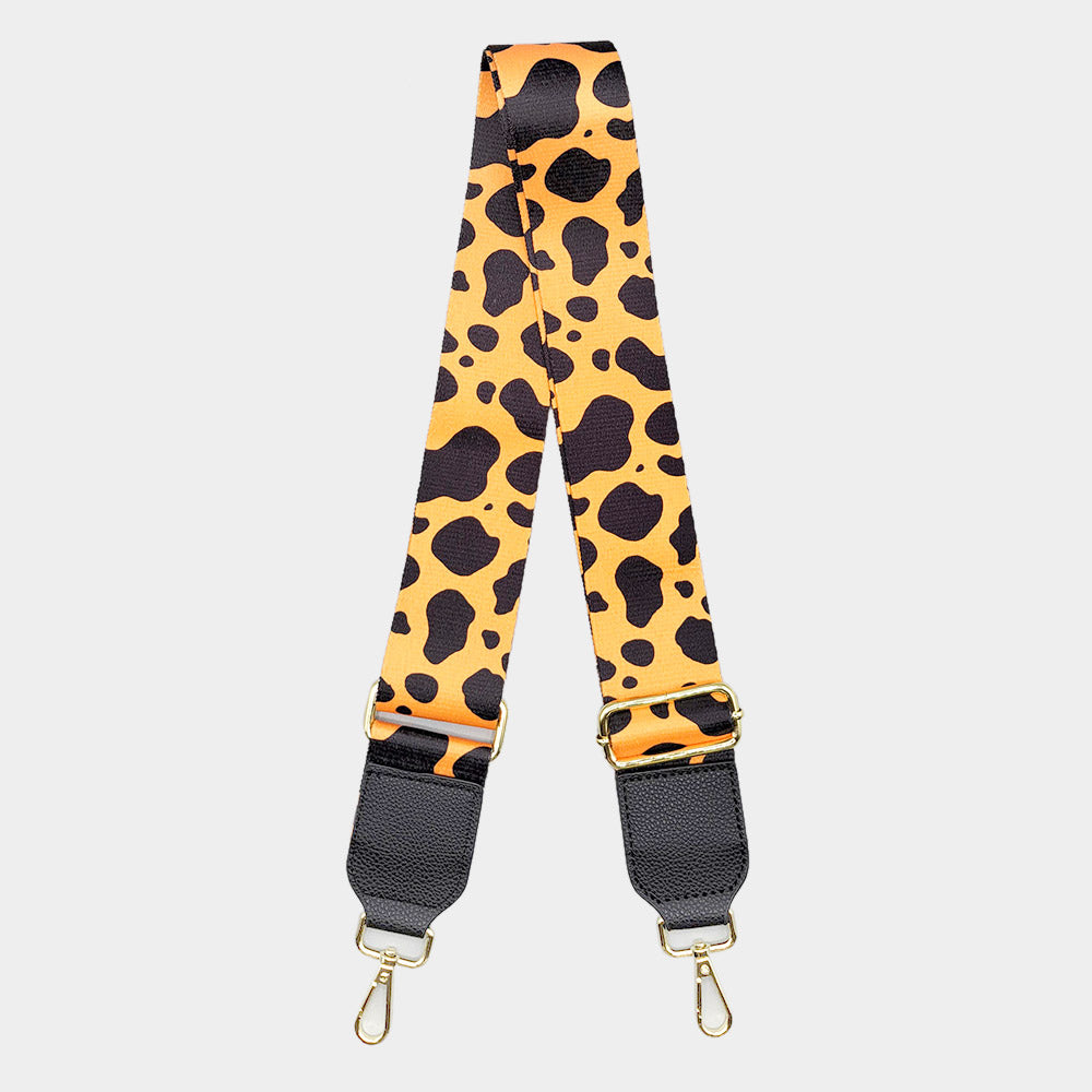 Madeline Love Black, Orange Cattle Patterned Bag Strap - Bags & Wallets