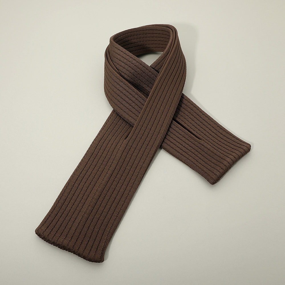 Madeline Love Brown Long Ribbed Knit Stretch Phone Pouch Phone Holder - Bags & Wallets - desc