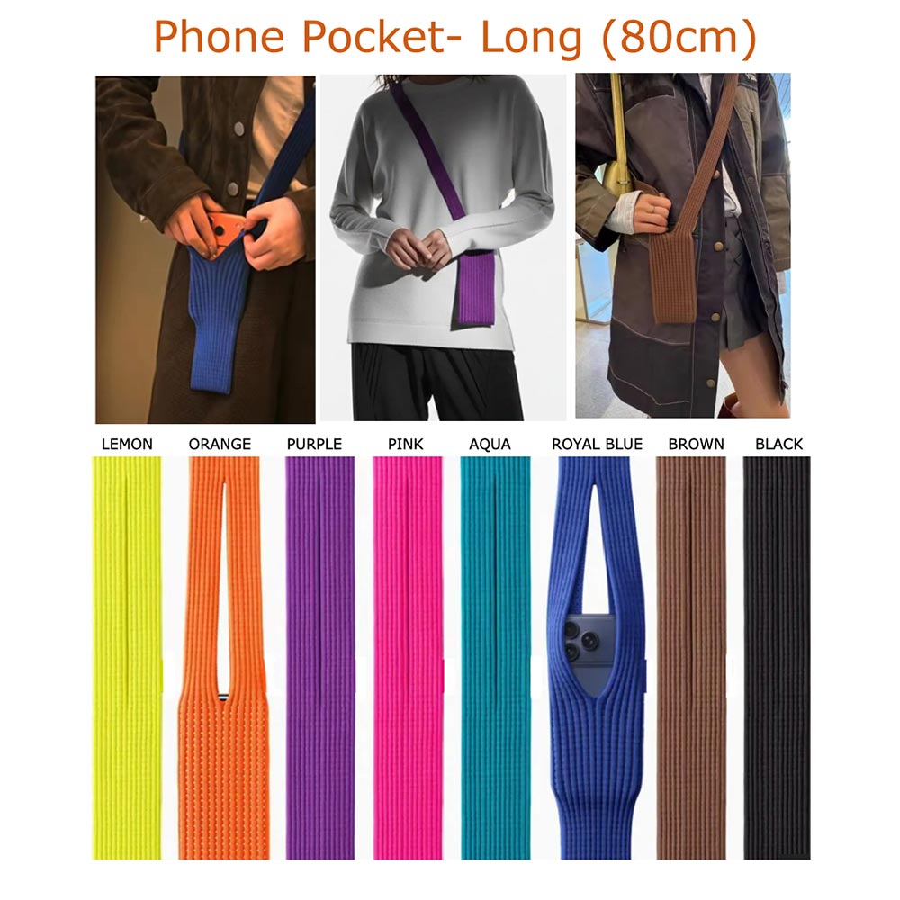 Madeline Love Brown Long Ribbed Knit Stretch Phone Pouch Phone Holder - Bags & Wallets - extra