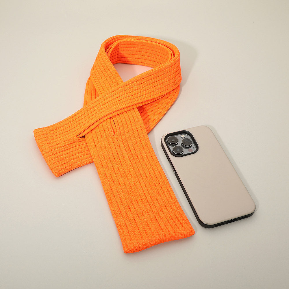 Madeline Love Orange Long Ribbed Knit Stretch Phone Pouch Phone Holder - Bags & Wallets