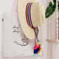 Madeline Love Blue Striped Crochet Tassel Tip Hat Band - Hair Accessories